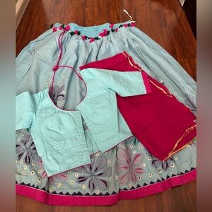 Blue and Pink Chaniya choli